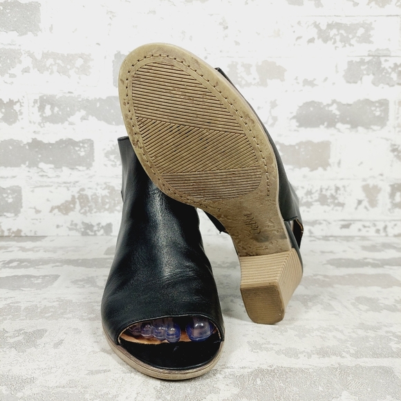 NEW Gabor Black Leather Slip On Block Heel Ankle Bootie Sandals W251 - Picture 8 of 13